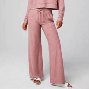 FABLETICS Blush Mauve Heather Cloud Jersey Wide Leg Pant Lounge Comfy Soft Sz M